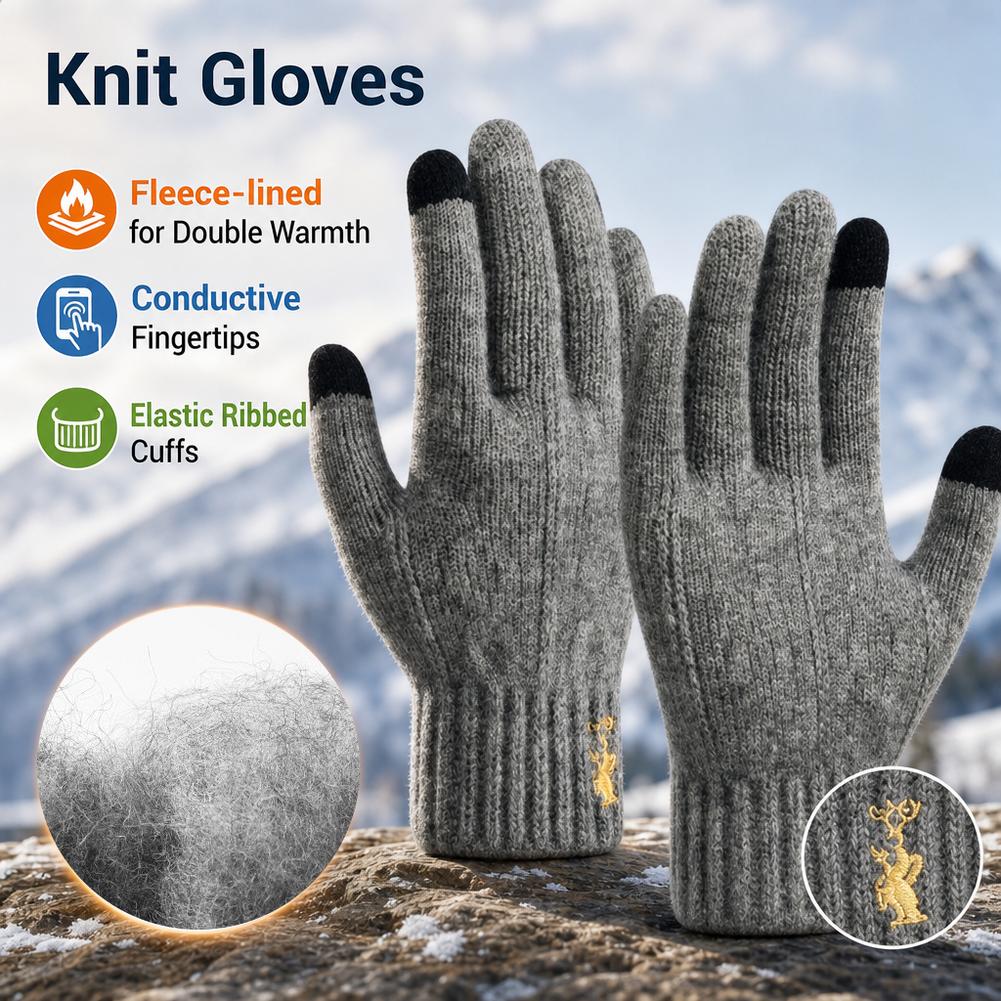 Wool Glove Lined - Зимние вязаные перчатки с флисовой подкладкой,